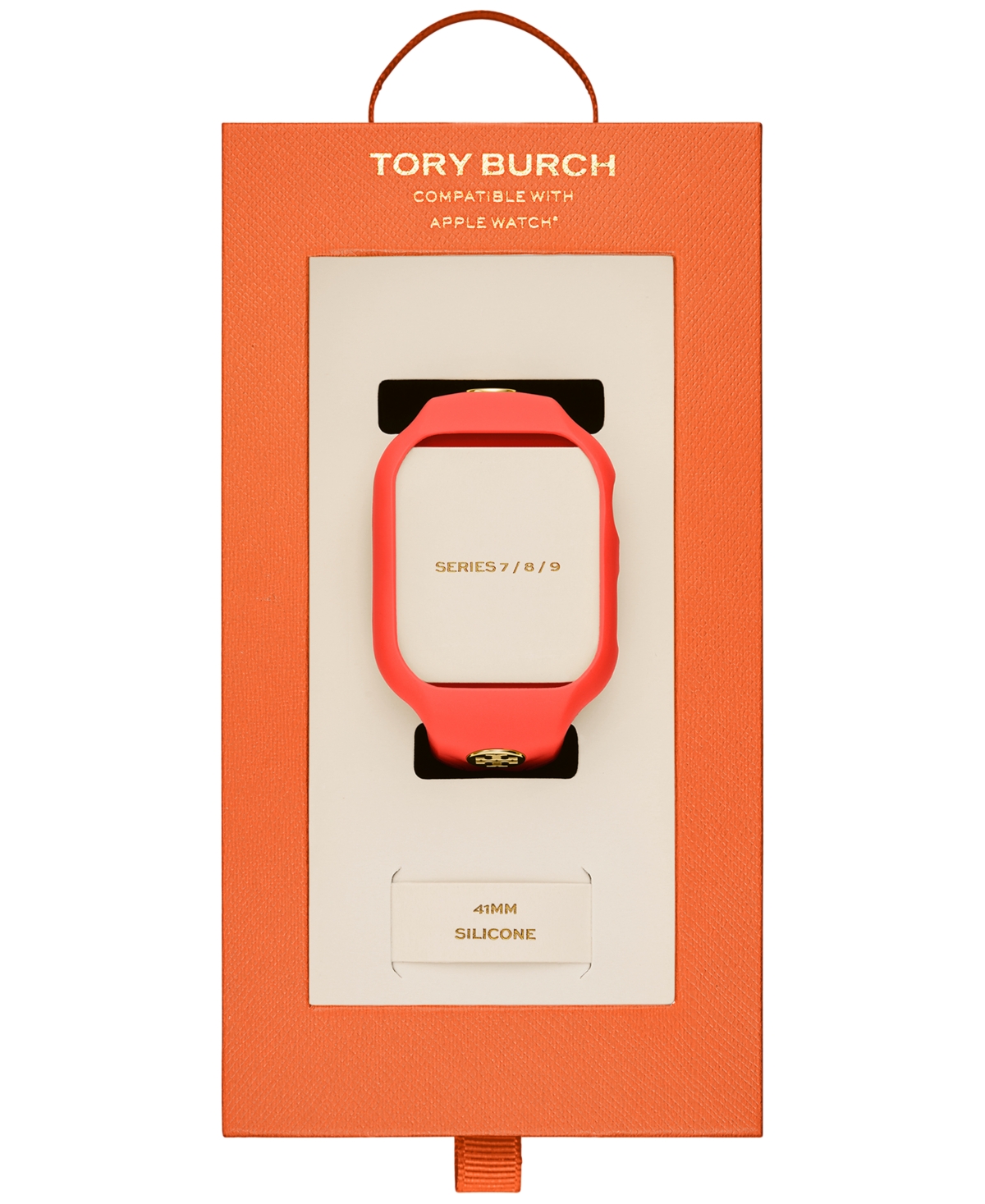Tory Burch The T Monogram Red Silicone Strap For Apple Watch 41mm
