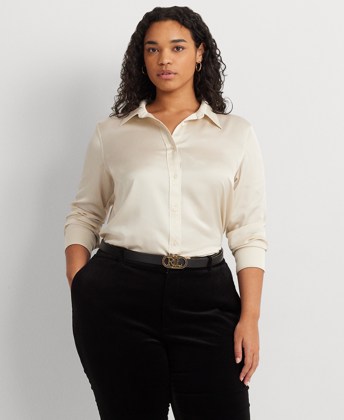 Lauren Ralph Lauren Plus Size Satin Charmeuse Shirt