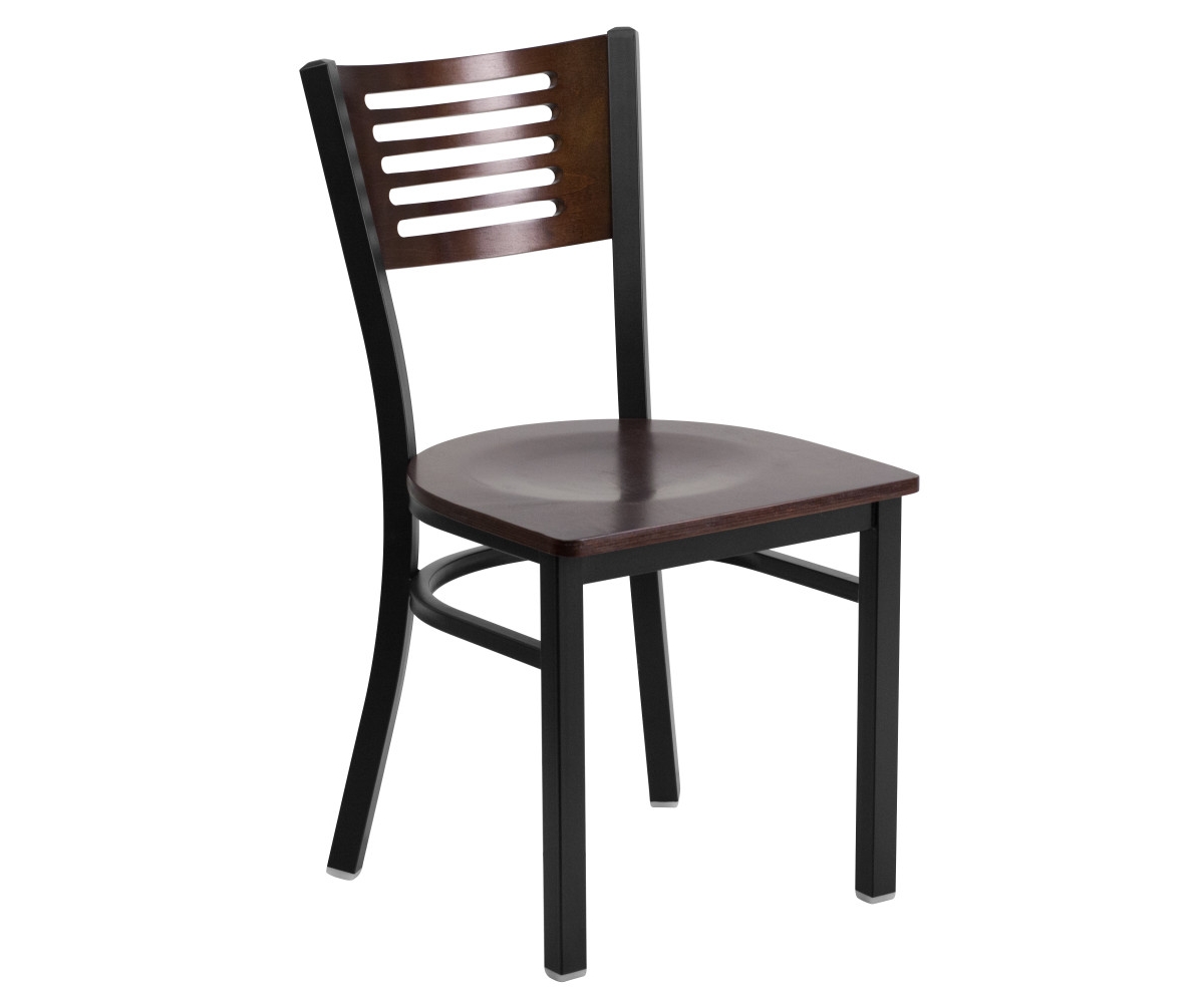 Emma+Oliver Decorative Slat Back Metal Restaurant Dining Chair