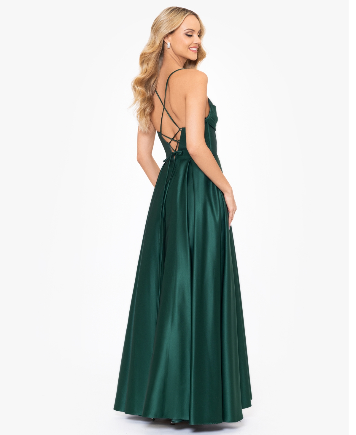 Blondie Nites Juniors' Gathered-Bust Boned-Waist Ball Gown