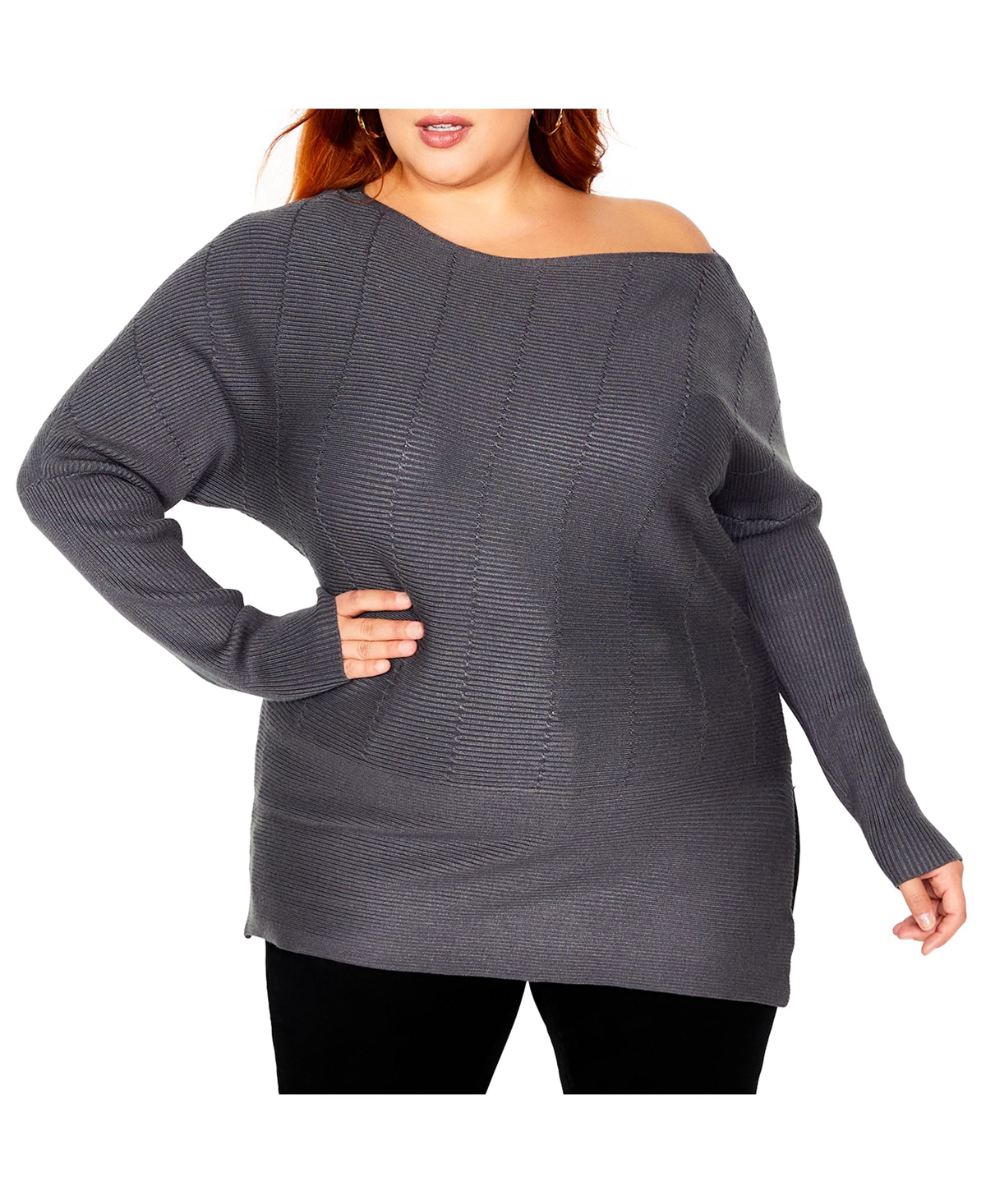 CITY CHIC PLUS SIZE LEAN IN SWEATER