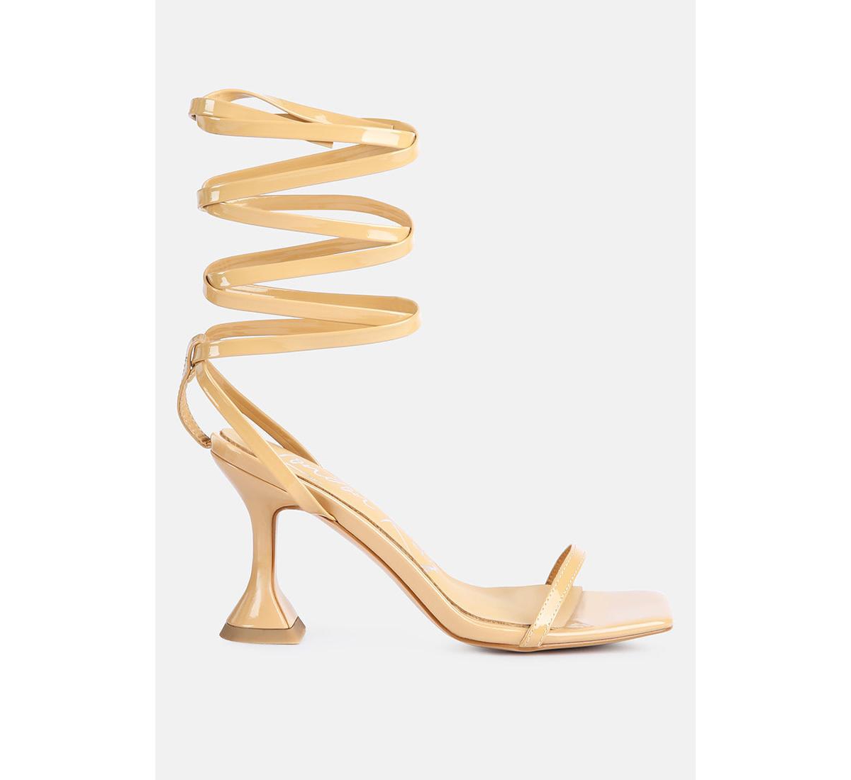Women's Lewk Strappy Tie Up Spool Heel Sandals