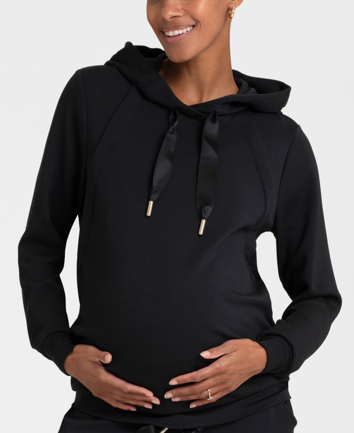 Shop Seraphine Women's Modal Blend Maternity And Nursing Hoodie In Black