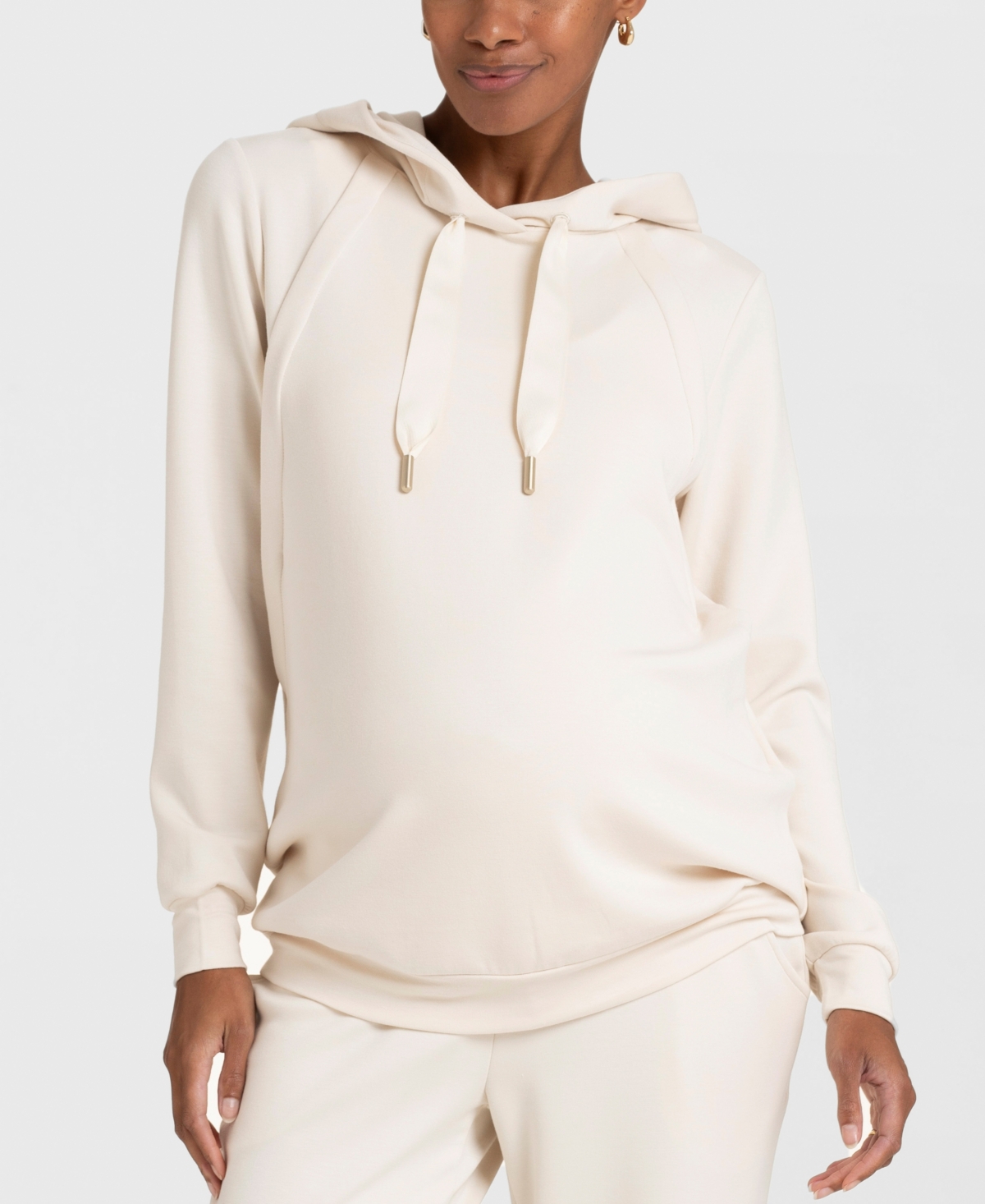 Shop Seraphine Women's Modal Blend Maternity And Nursing Hoodie In Cream