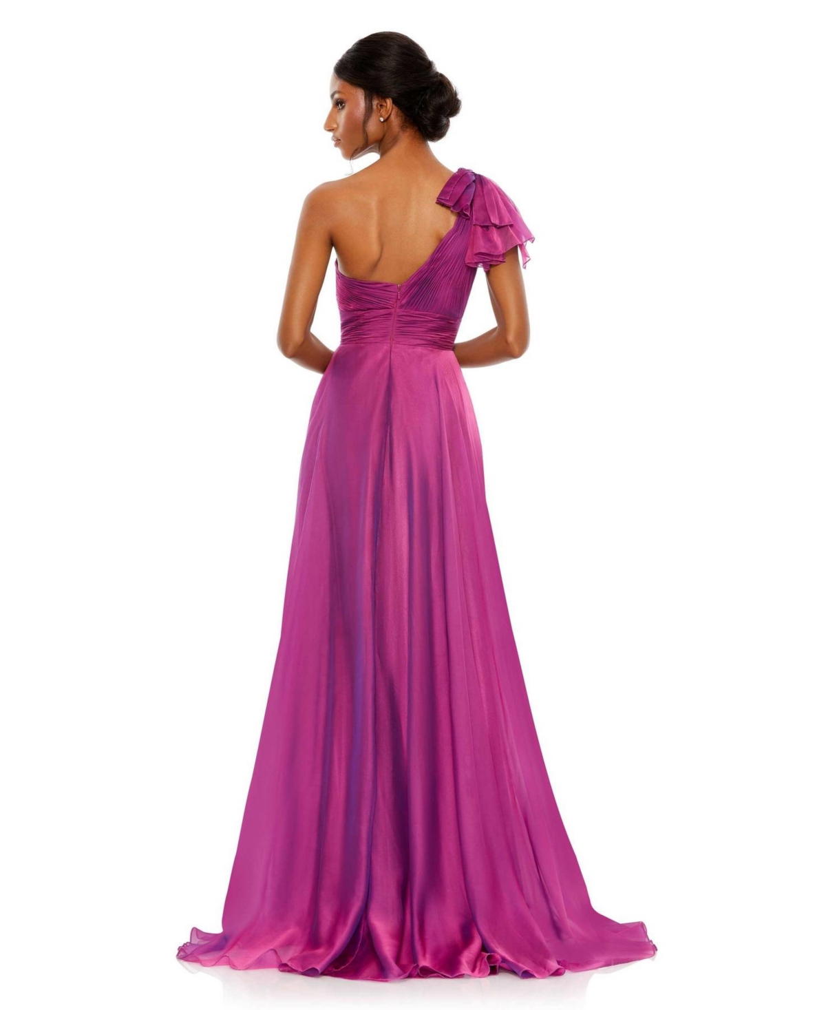 Women's Pleated One Shoulder Chiffon Gown