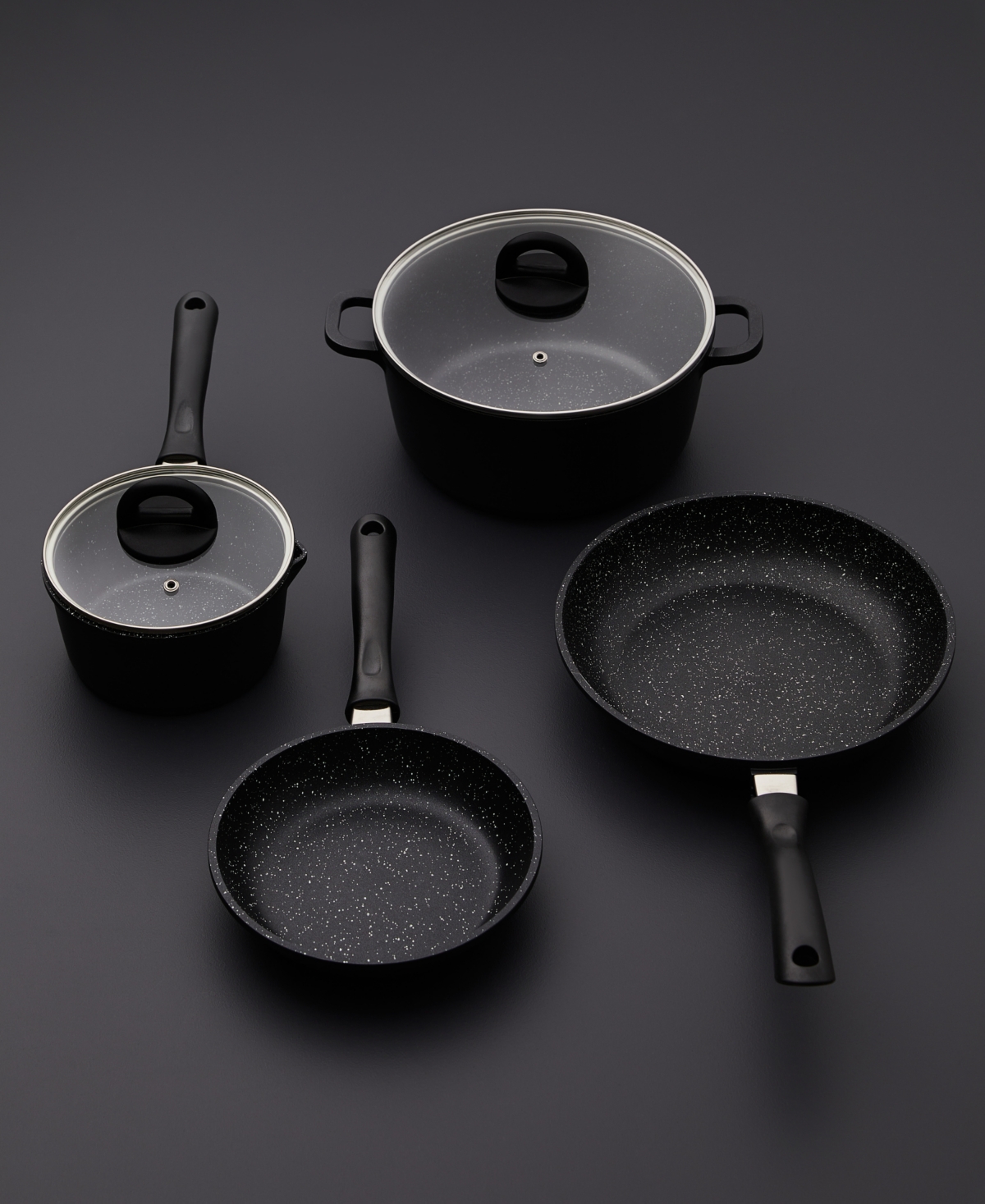 Shop Cuisine::pro Aluminium Stonex2 6-p Cookware Set In Black
