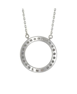 Suzy Levian Sterling Silver Cubic Zirconia Open Circle Necklace