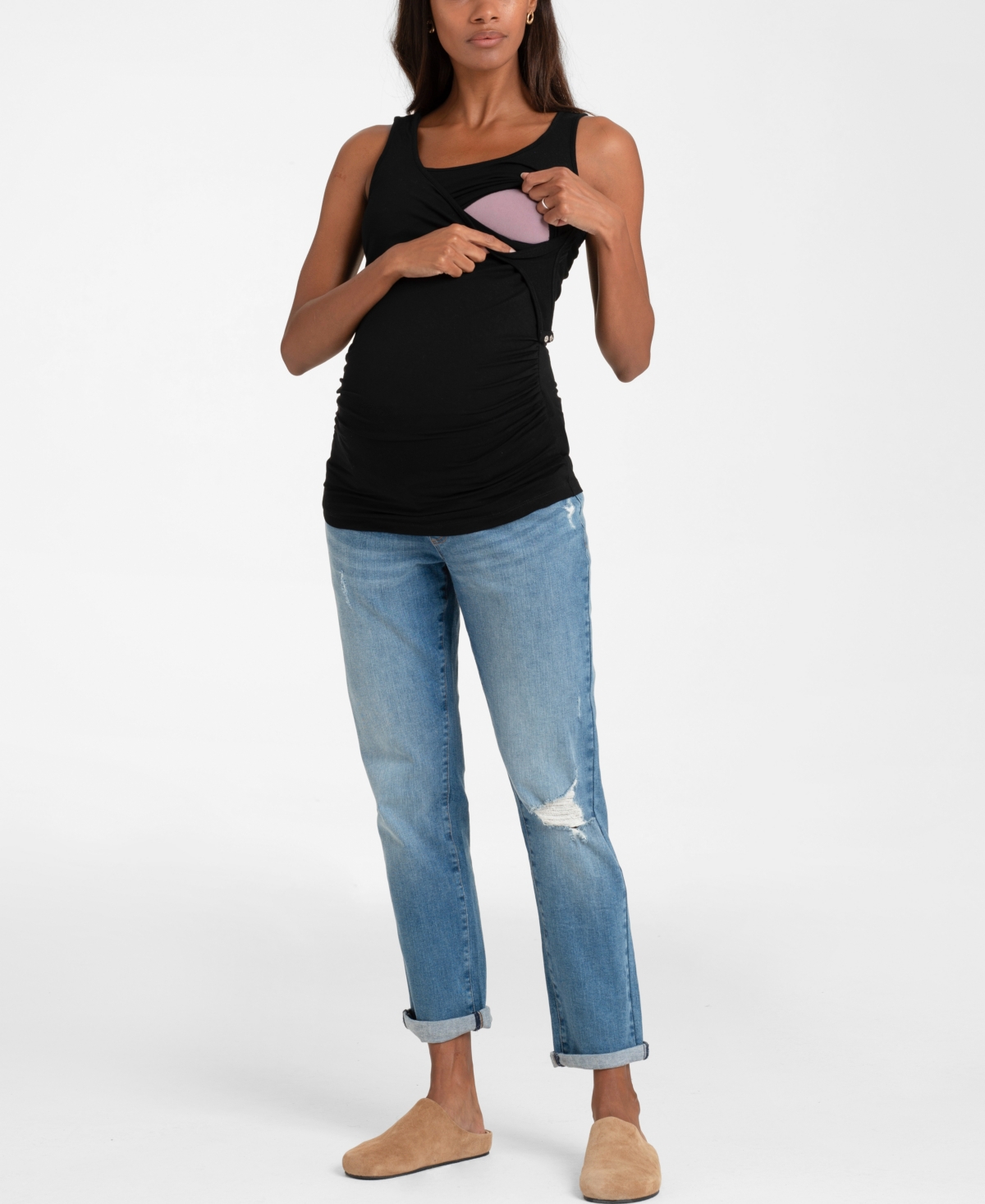 SERAPHINE WOMEN'S MATERNITY RIPPED BOYFRIEND MATERNITY JEANS 