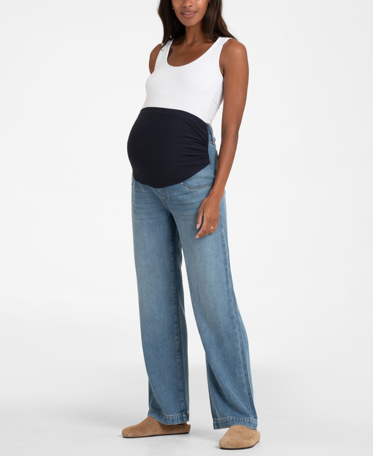 Shop Seraphine Women's Maternity Mid Bump Wide Leg Maternity Jeans In Light Blue