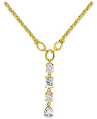 Macy's - Cubic Zirconia Multi-Cut Linear Lariat Necklace, 16" + 2" extender