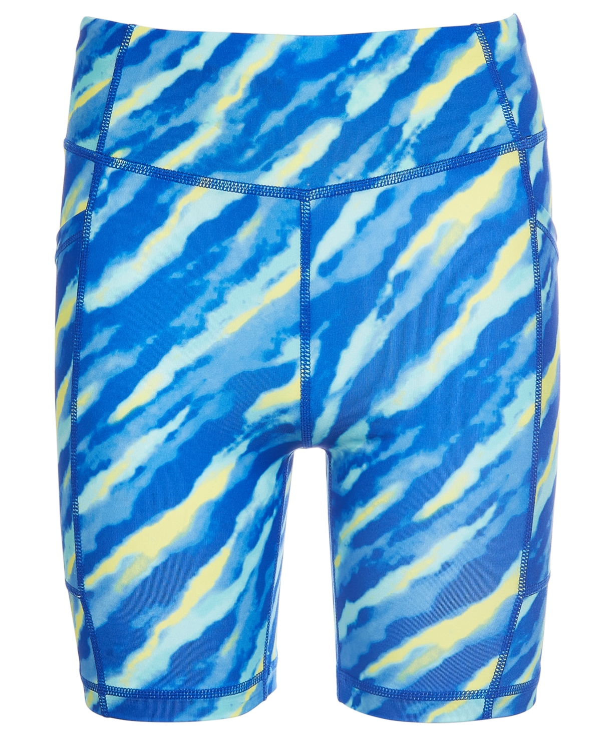 Shop Id Ideology Big Girls 2-pc. Tie-dyed Print Bike Shorts, Created For Macy's In Deep Cobalt