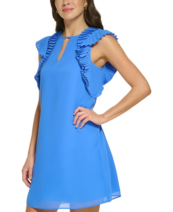 Jewel Cap Sleeve Chiffon Knee-length Dress Plum