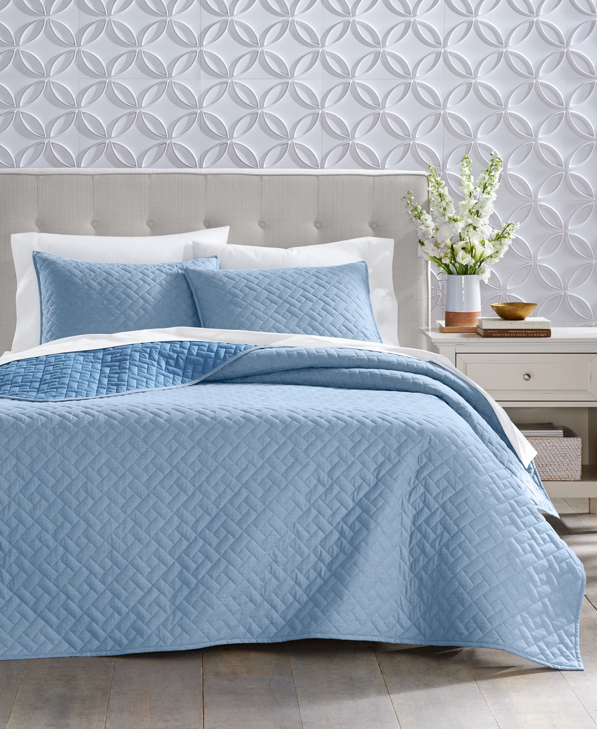 Charter Club Chambray Quilt, King, Created For Macy's In Blue