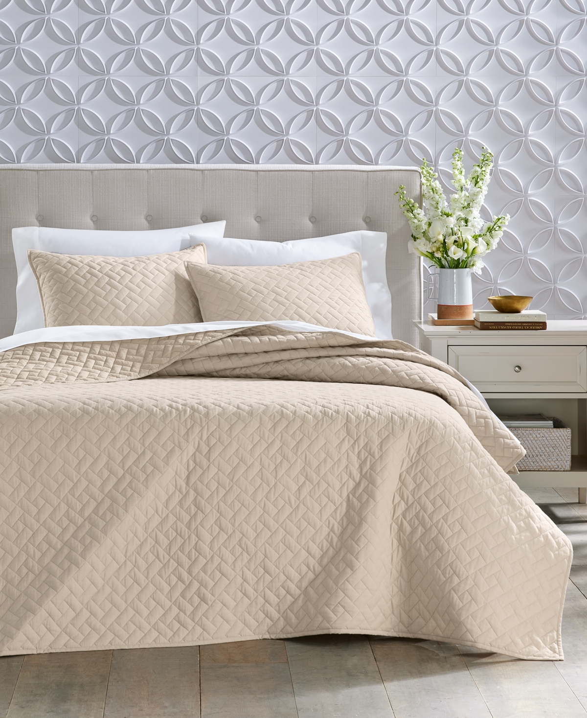 Charter Club Chambray Quilt, King, Created For Macy's In Tan