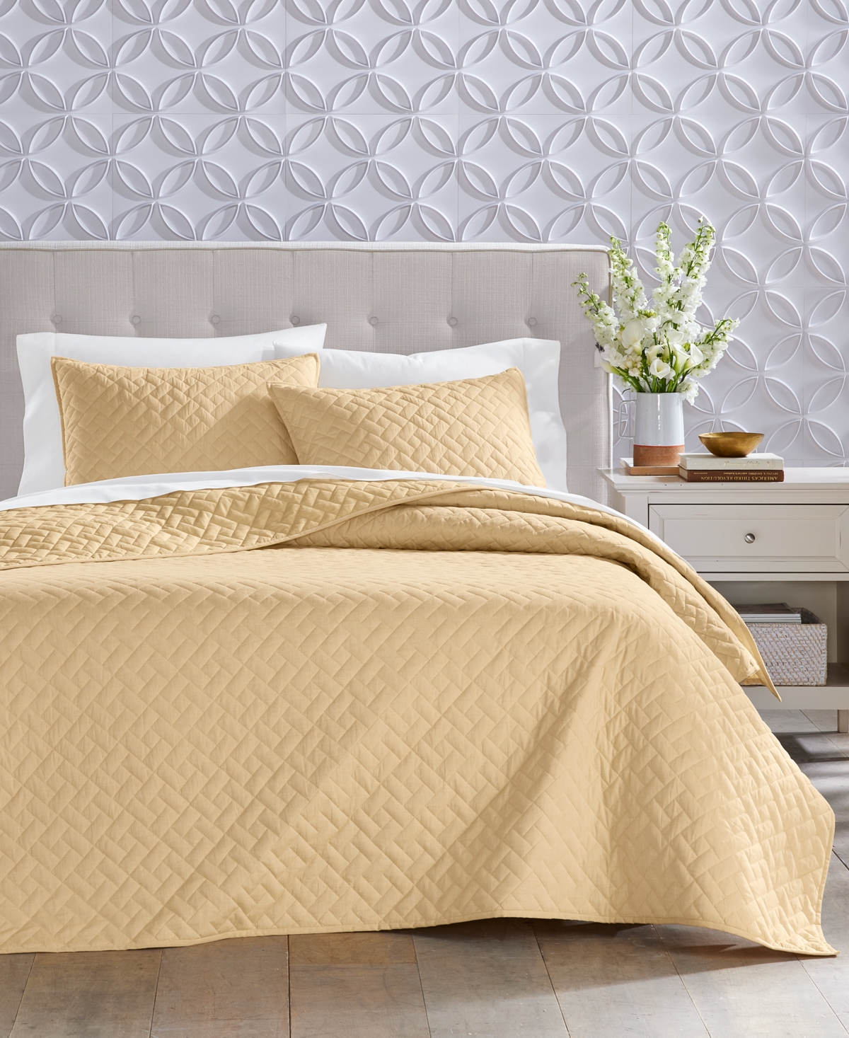 Charter Club Chambray Quilt, King, Created For Macy's In Yellow