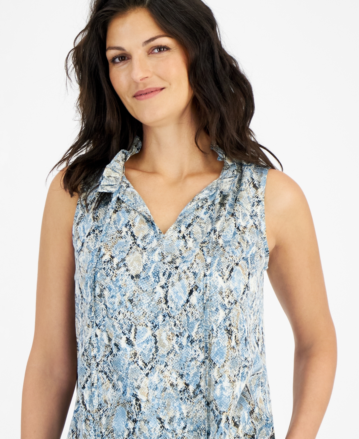 Shop Anne Klein Women's Sleeveless Tulla Blouse In Opal Blue Multi