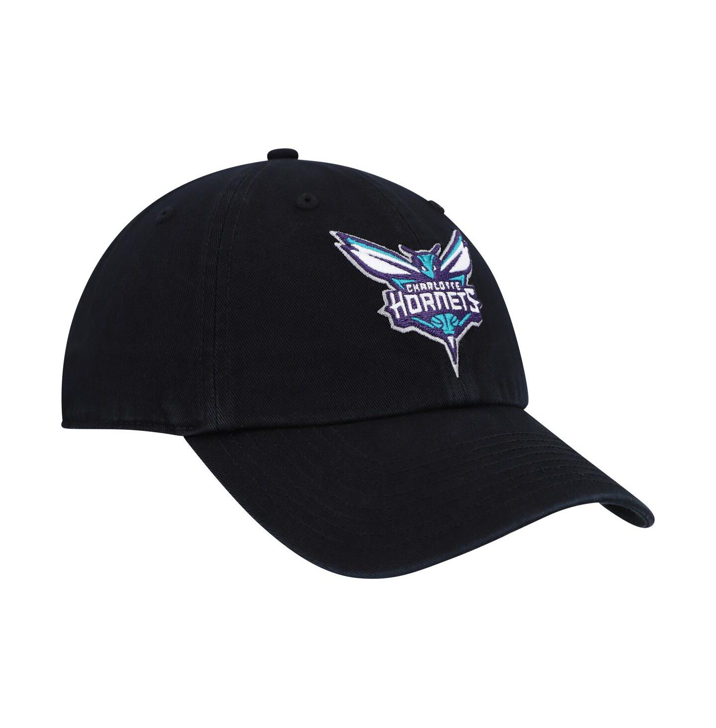 Мужская кепка '47 Brand Black Charlotte Hornets Team Logo Clean Up Adjustable Hat — фото 3