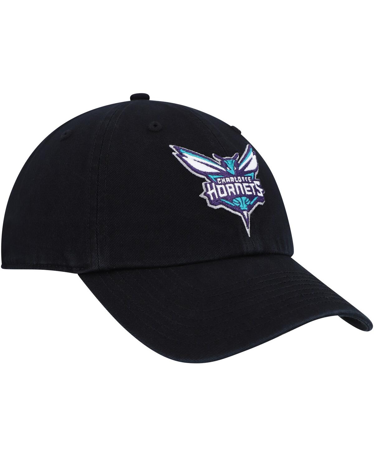 47 BRAND MEN'S '47 BRAND BLACK CHARLOTTE HORNETS TEAM LOGO CLEAN UP ADJUSTABLE HAT