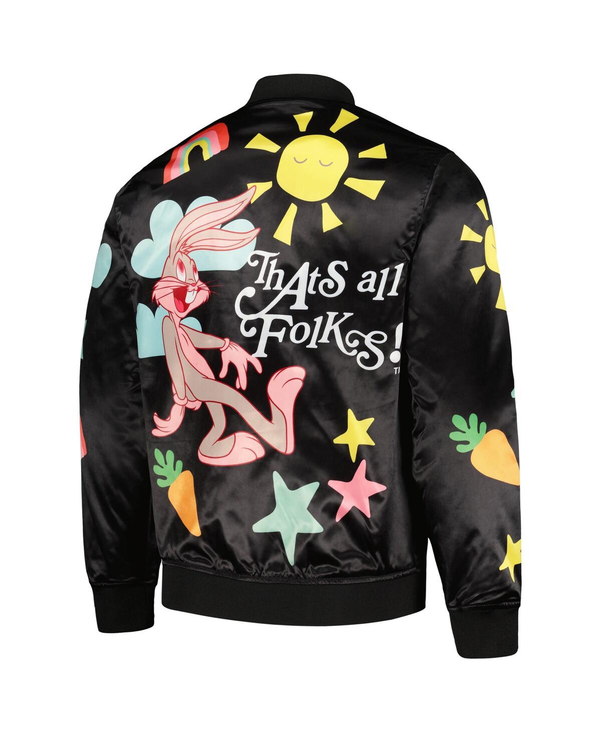 Shop Freeze Max Men's  Black Looney Tunes Graphic Satin Full-snap Jacket