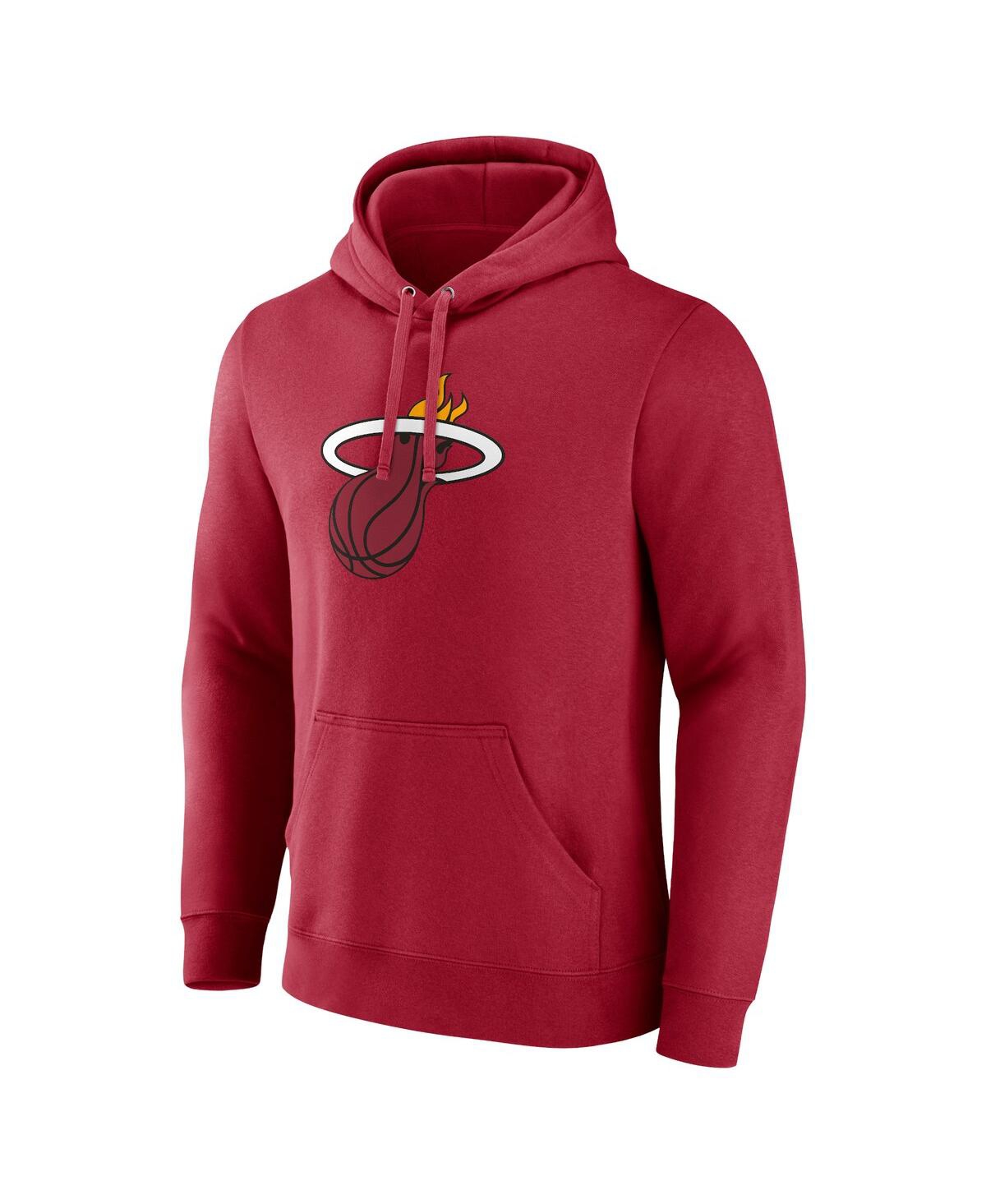 Shop Fanatics Men's  Red Miami Heat Primary Logo Pullover Hoodie