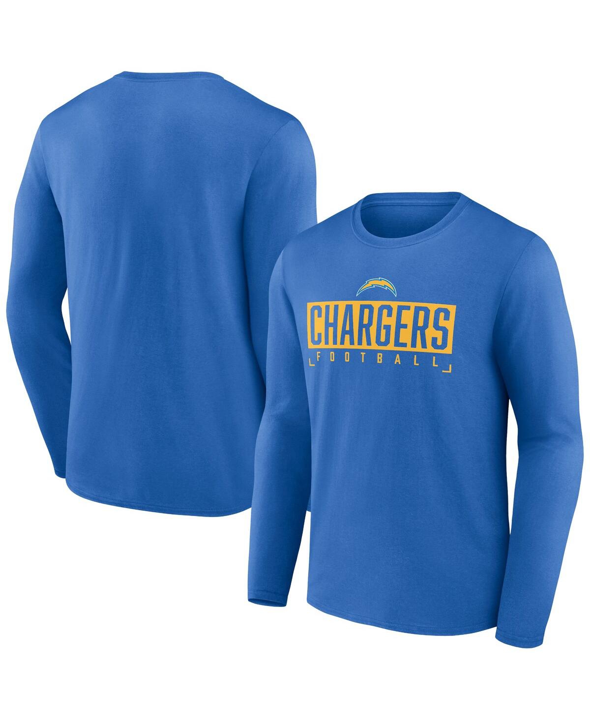 Shop Fanatics Men's  Powder Blue Los Angeles Chargers Big And Tall Wordmark Long Sleeve T-shirt