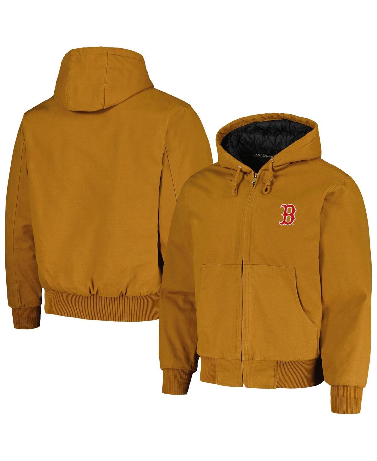 DUNBROOKE MEN'S DUNBROOKE BROWN BOSTON RED SOX DAKOTA WORK FULL-ZIP HOODIE JACKET 
