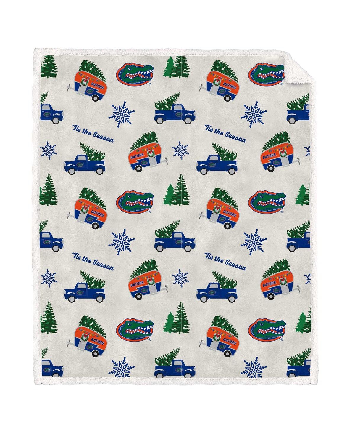 Pegasus Home Fashions Pegasus Florida Gators Holiday Truck Repeat 50" X 60" Sherpa Flannel Fleece Blanket In Multi