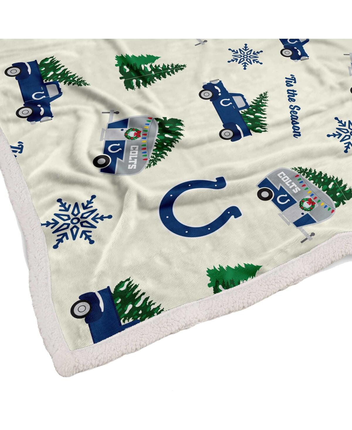 Pegasus Home Fashions Pegasus Indianapolis Colts Holiday Truck Repeat 50" X 60" Sherpa Flannel Fleece Blanket In Multi