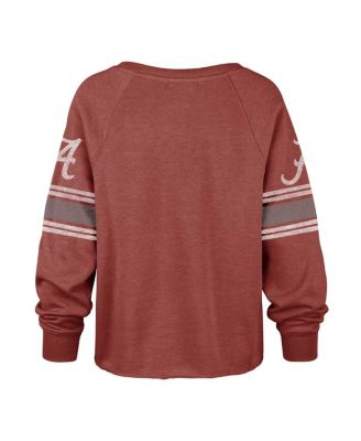 Women's Crimson Distressed Alabama Crimson Tide Allie Modest Raglan Long Sleeve Cropped T-shirt
