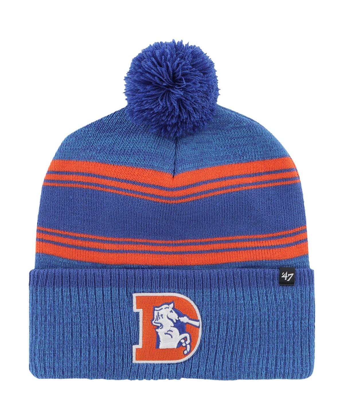 47 Brand Men's ' Royal Denver Broncos Fadeout Cuffed Knit Hat With Pom