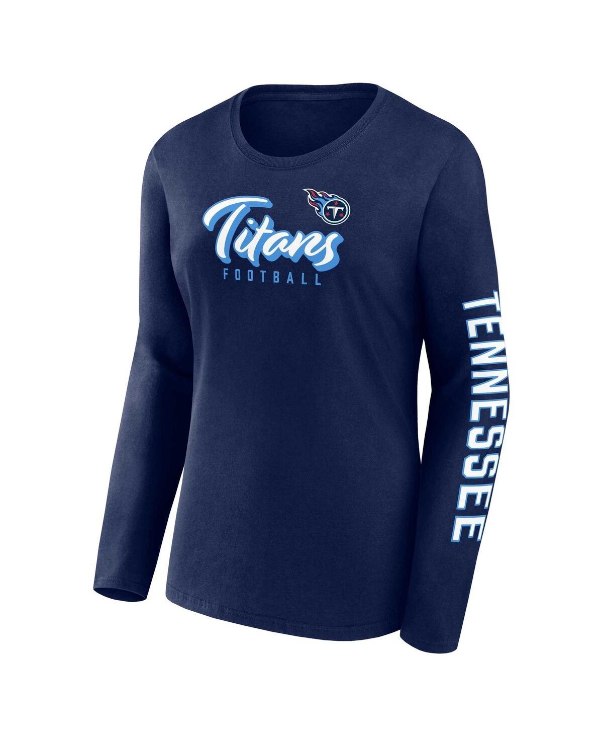 Fanatics Women's  Navy, White Tennessee Titans Two-pack Combo Cheerleader T-shirt Set In Navy,white