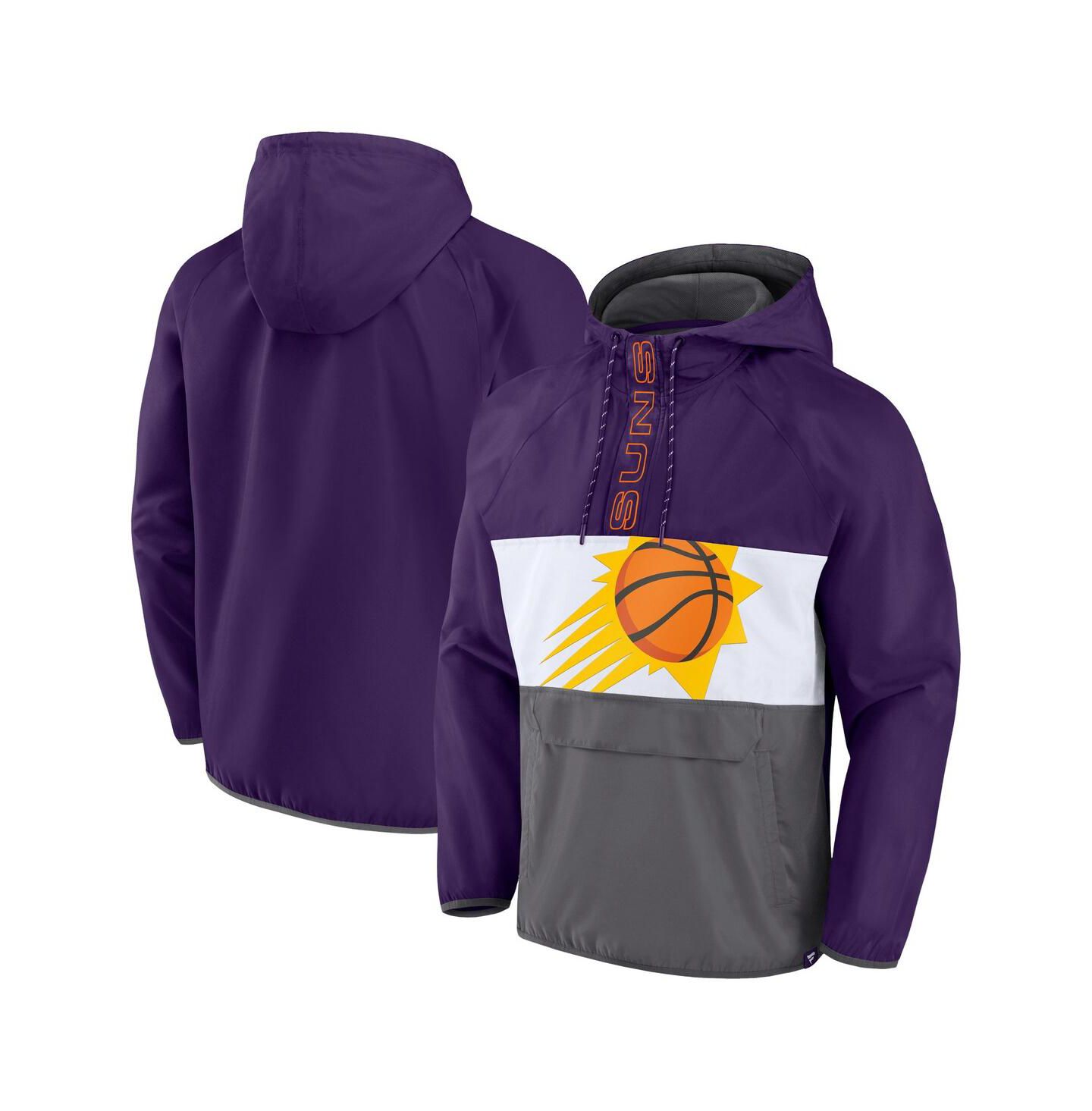 Мужские худи Fanatics Purple, Gray Phoenix Suns Anorak Flagrant Foul Color-Block Raglan Half-Zip Jacket — фото 1
