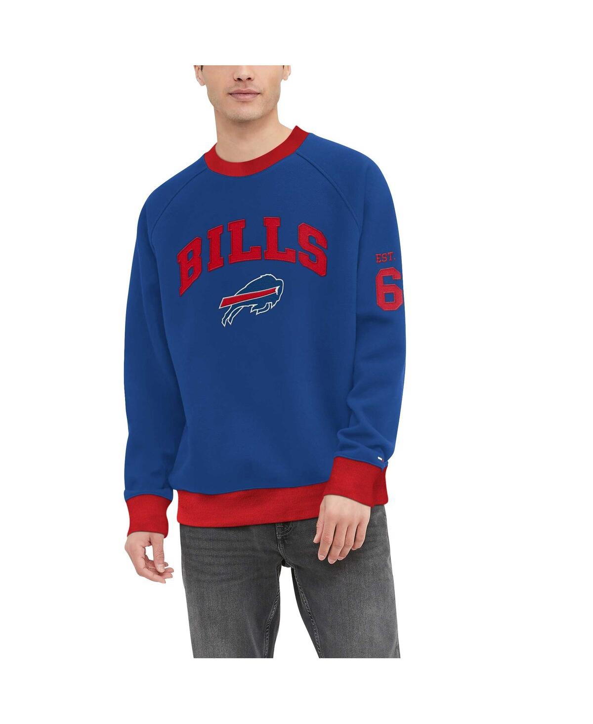 Shop Tommy Hilfiger Men's  Royal Buffalo Bills Reese Raglan Tri-blend Pullover Sweatshirt