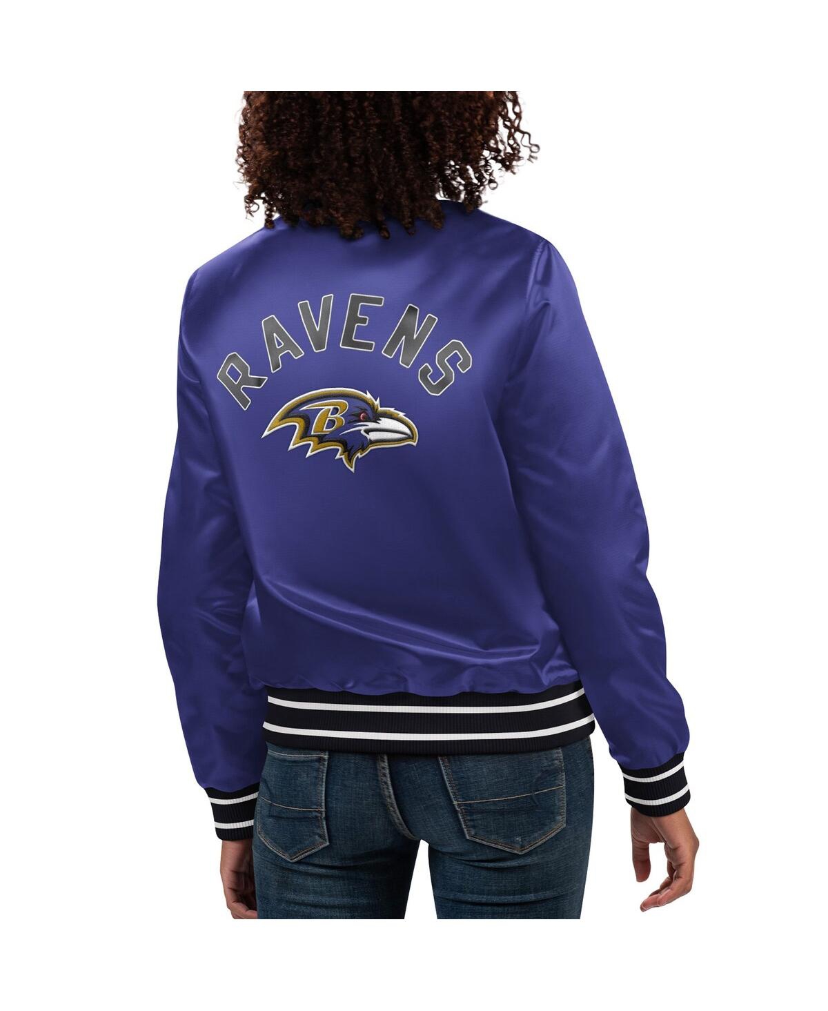 Shop Starter Women's  Purple Baltimore Ravens Full Count Satin Full-snap Varsity Jacket