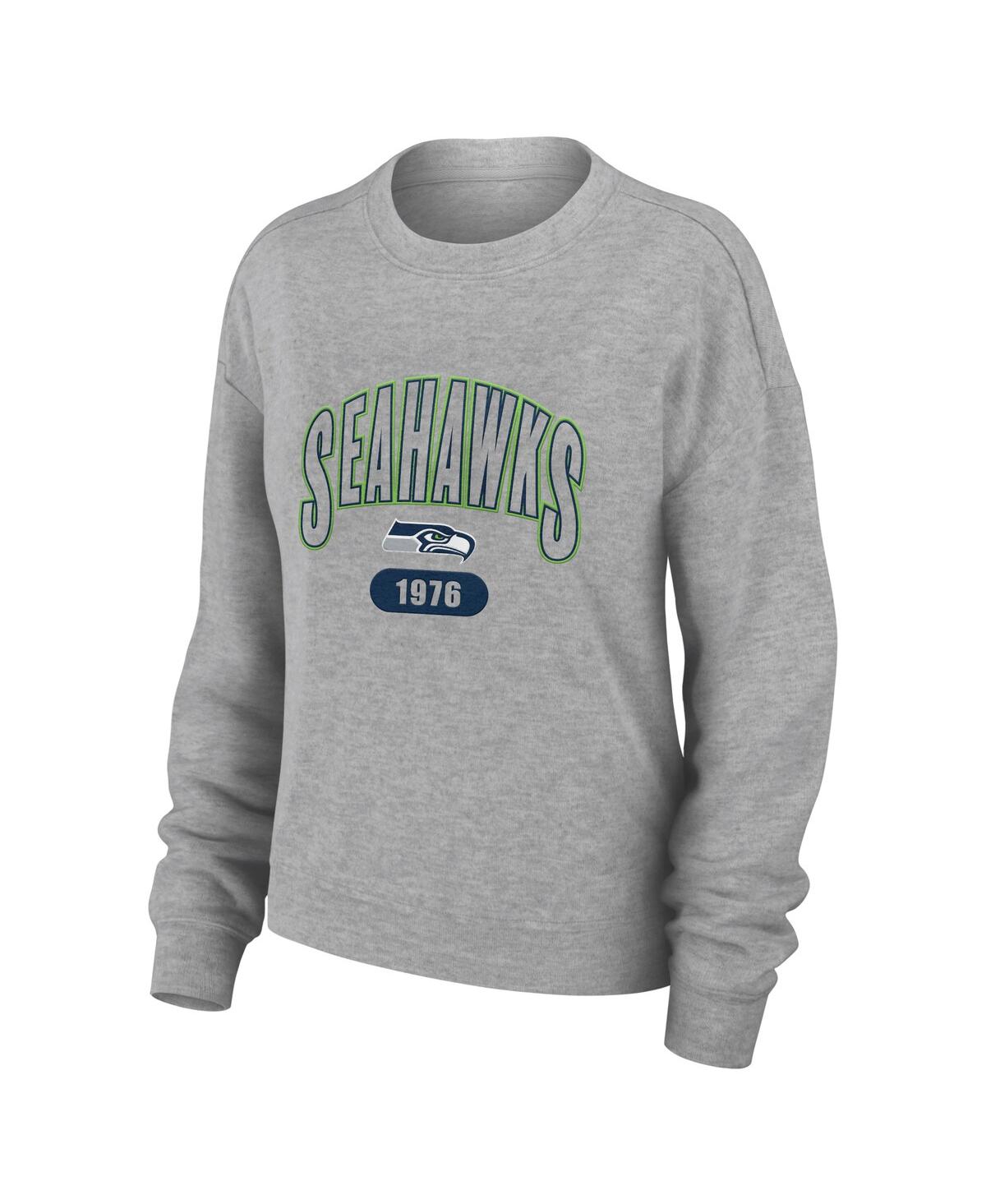 Shop Wear By Erin Andrews Women's  Heather Gray Seattle Seahawks Knit Long Sleeve Tri-blend T-shirt And Pa