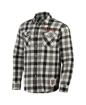 Men's Darius Rucker Collection by Black San Francisco Giants Plaid Flannel Button-Up Shirt