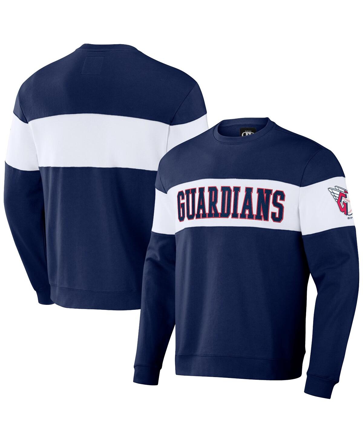 Fanatics Men's Darius Rucker Collection By  Navy Cleveland Guardians Stripe Pullover Sweatshirt
