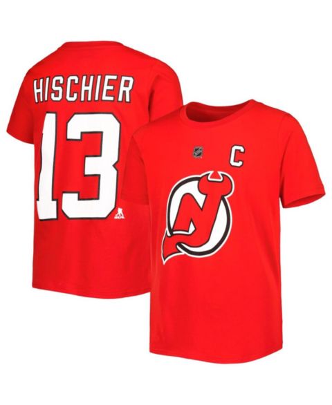 Футболка Outerstuff Nico Hischier Red New Jersey Devils Player Name and Number для мальчиков