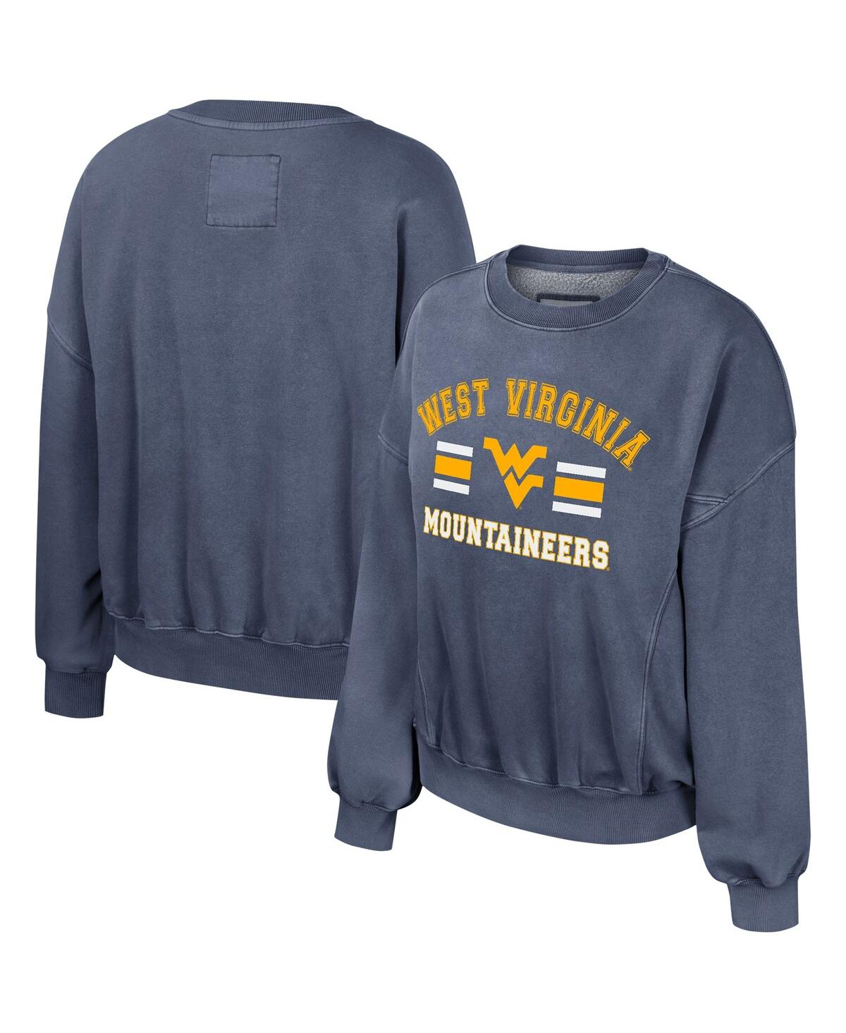 Colosseum Women's  Navy West Virginia Mountaineers Audrey Washed Pullover Sweatshirt