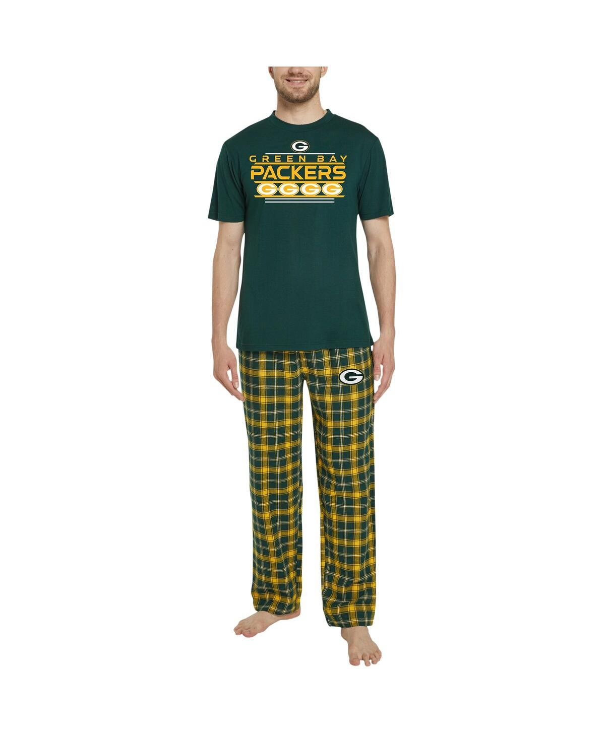 Shop Concepts Sport Men's  Green, Gold Green Bay Packers Arcticâ T-shirt And Flannel Pants Sleep Set In Green,gold