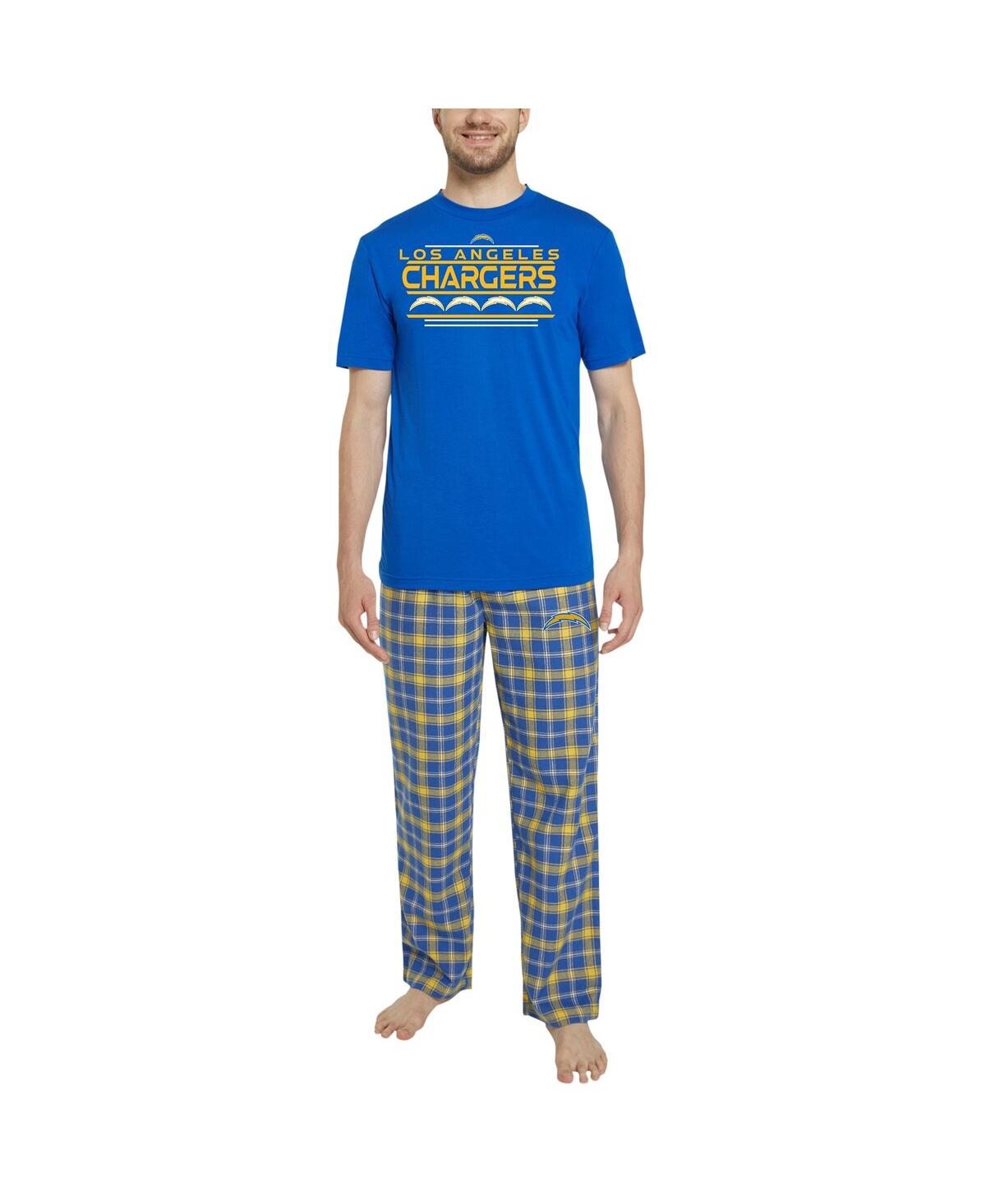 Shop Concepts Sport Men's  Royal, Gold Los Angeles Chargers Arcticâ T-shirt And Flannel Pants Sleep Set In Royal,gold