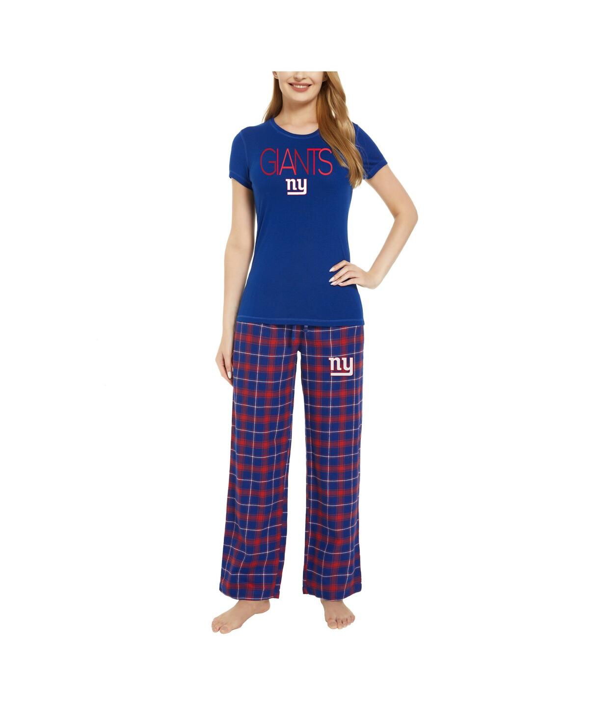 Shop Concepts Sport Women's  Royal, Red New York Giants Arctic T-shirt And Flannel Pants Sleep Set In Royal,red