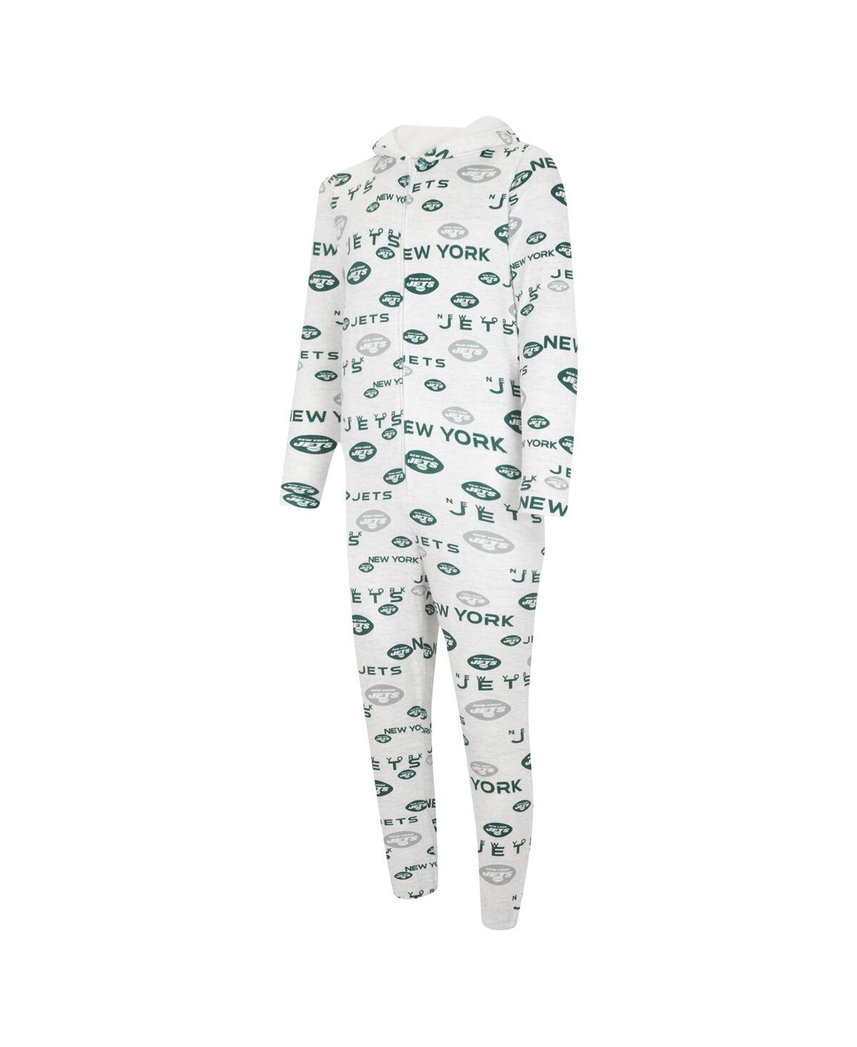 Shop Concepts Sport Men's  White New York Jets Allover Print Docket Union Full-zip Hooded Pajama Suit