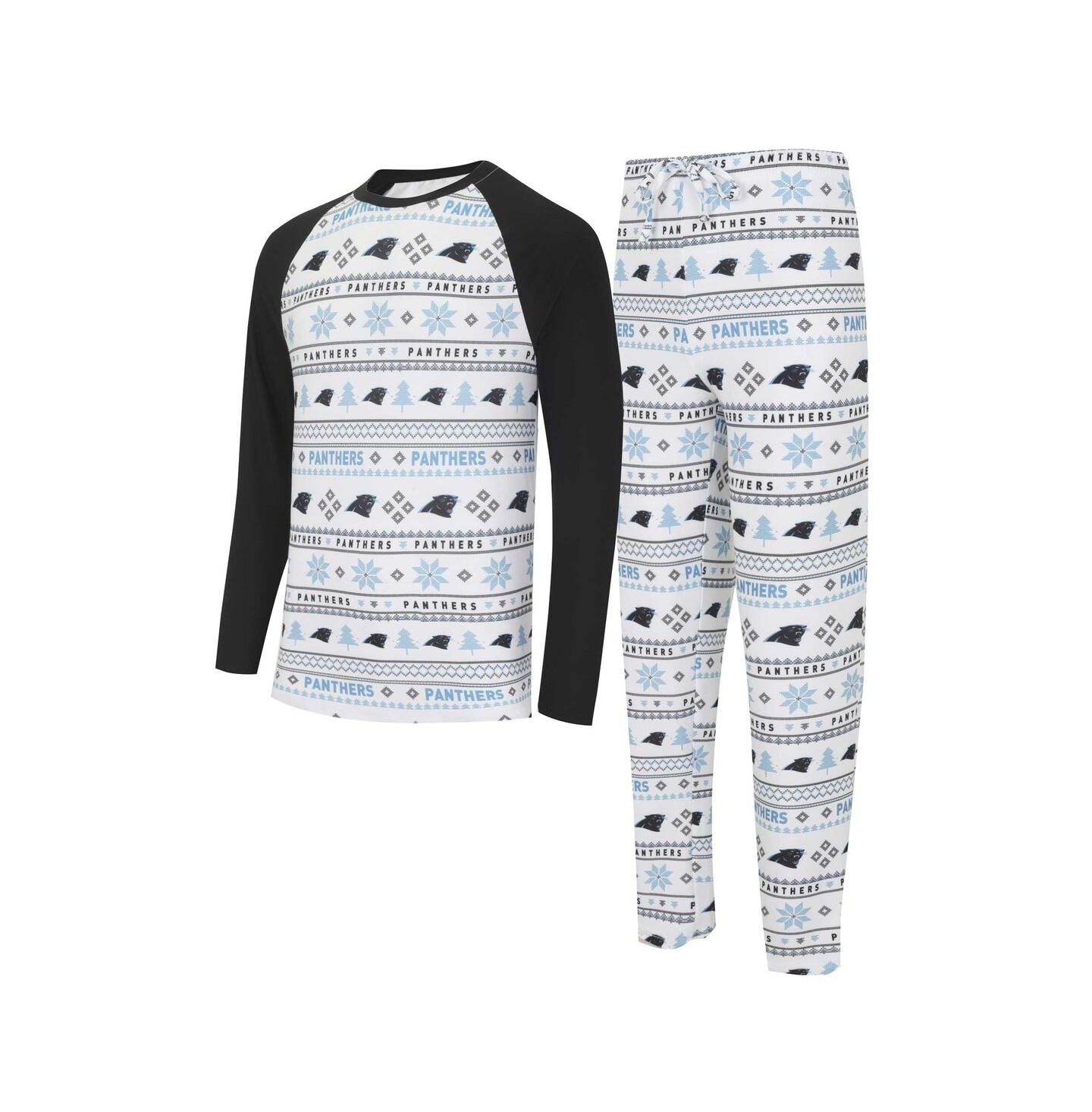 Мужская пижама Concepts Sport Carolina Panthers Tinsel: футболка и штаны, White/Black — фото 1
