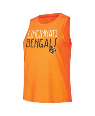 Women's Black, Orange Distressed Cincinnati Bengals Muscle Tank Top and Pants Lounge Set