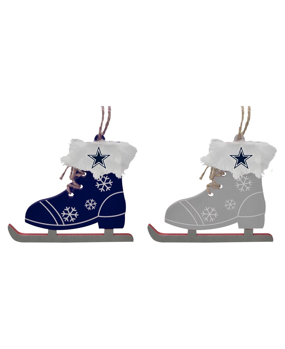 Memory Company The  Dallas Cowboys Two-pack Ice Skate Ornament Set In Blue,gray