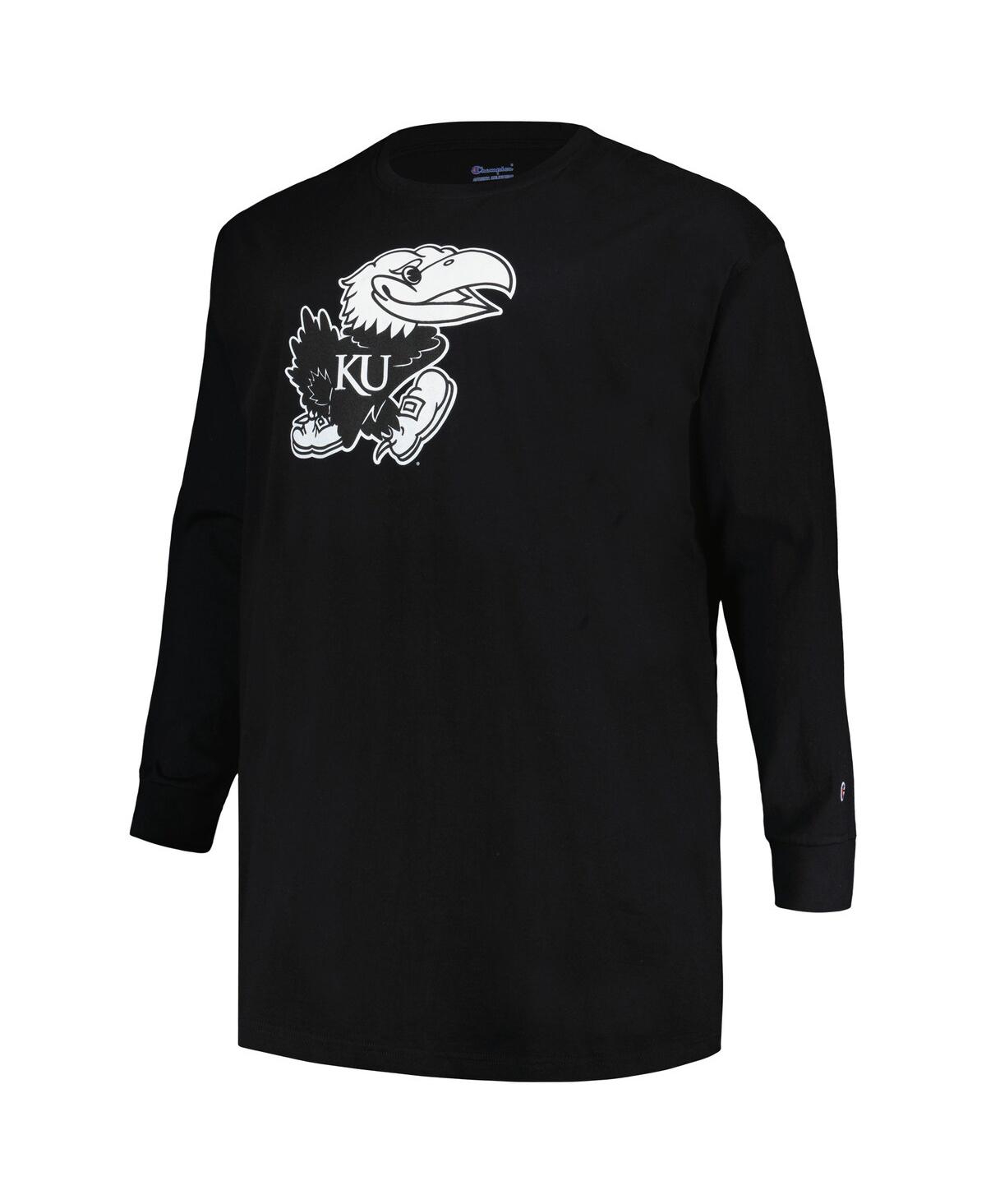 Shop Profile Men's  Black Kansas Jayhawks Big And Tall Pop Long Sleeve T-shirt