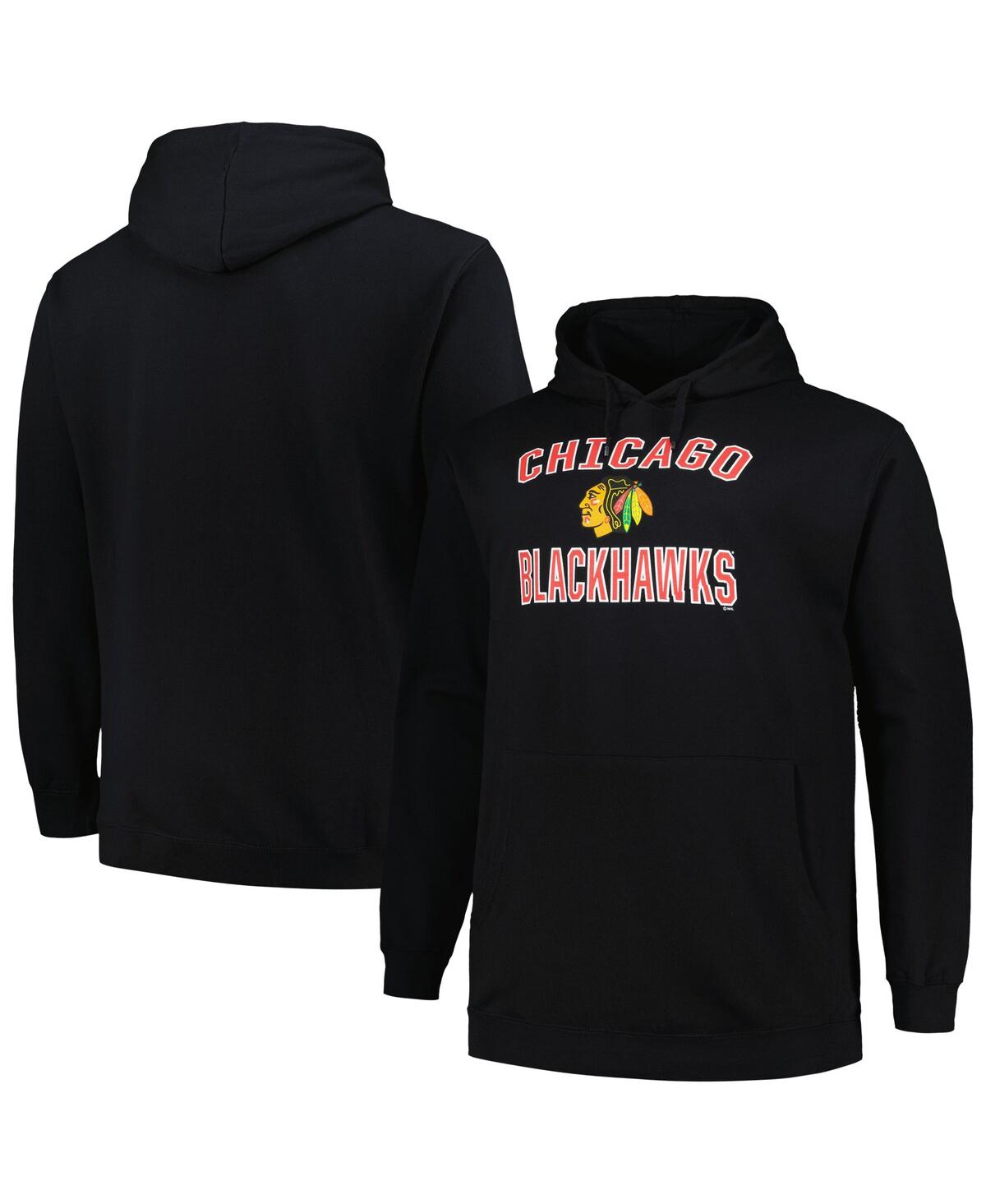 Men's Profile Black Chicago Blackhawks Big and Tall Arch Over Logo Pullover Hoodie - Black