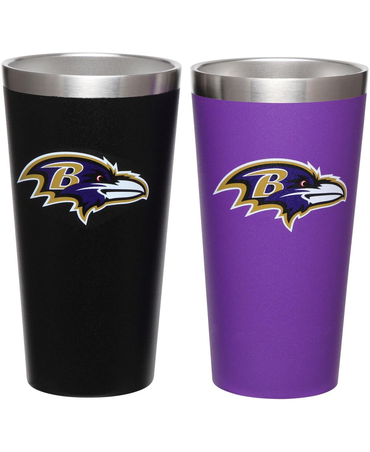Memory Company Baltimore Ravens Team Color 2-pack 16 oz Pint Glass Set In Black,purple