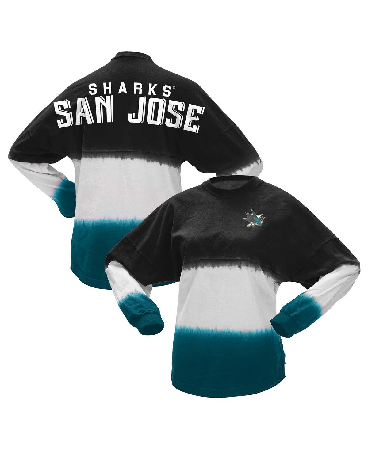 Women's Spirit Jersey Black, Teal San Jose Sharks Ombre Long Sleeve T-shirt - Black, Teal